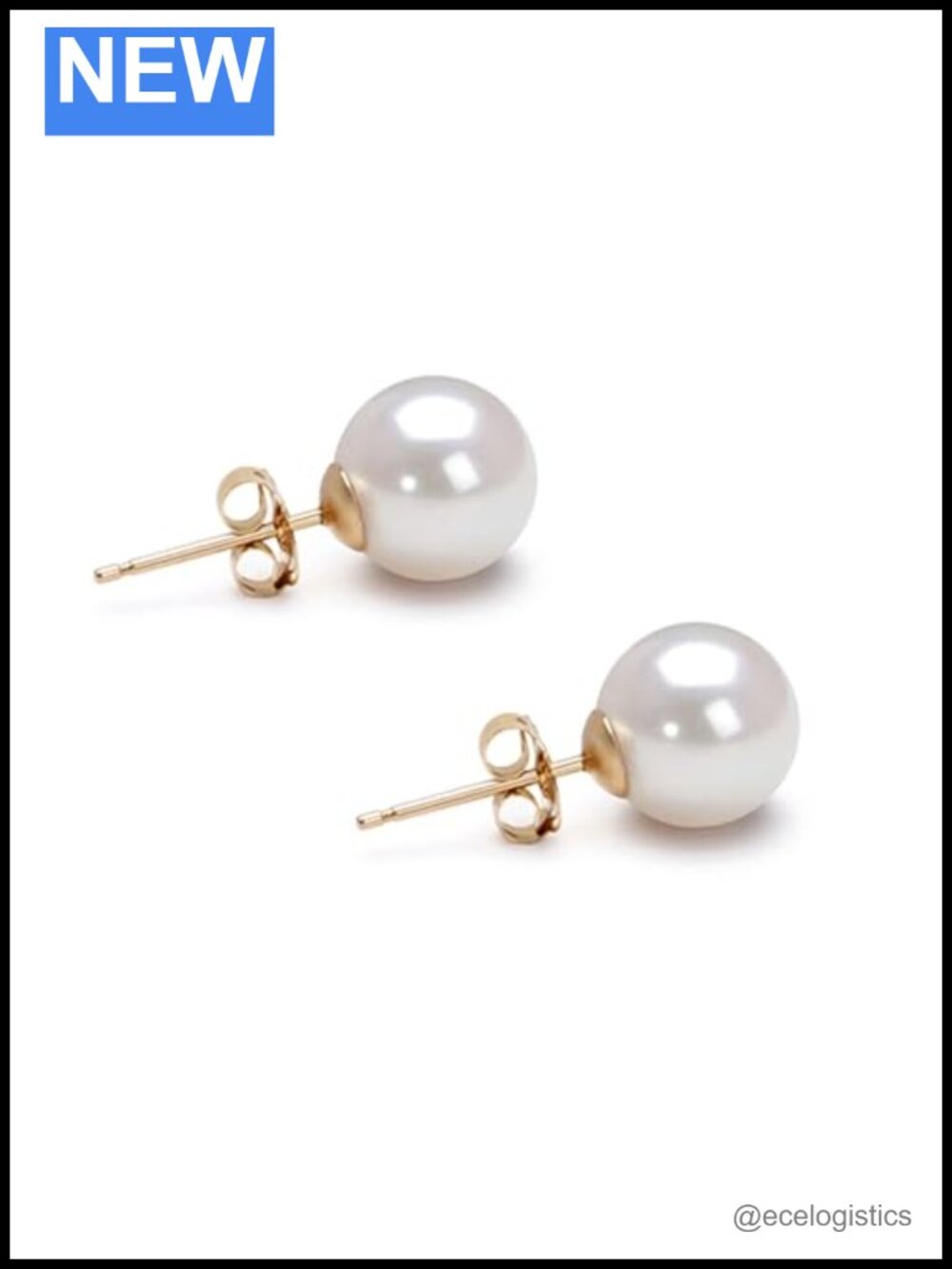 AAAA Japanese Akoya Pearl Stud Earrings 14k Yellow Gold 10mm